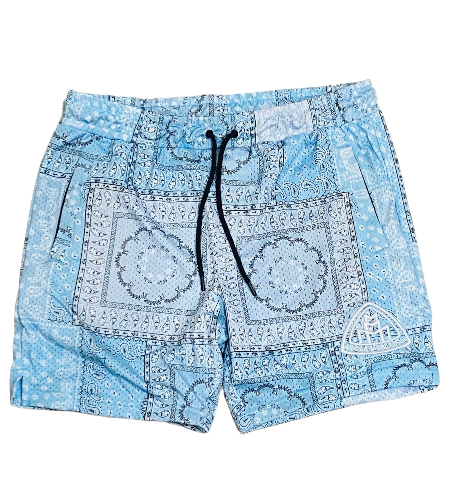 Sky Blue Bandana Mesh Shorts front view 