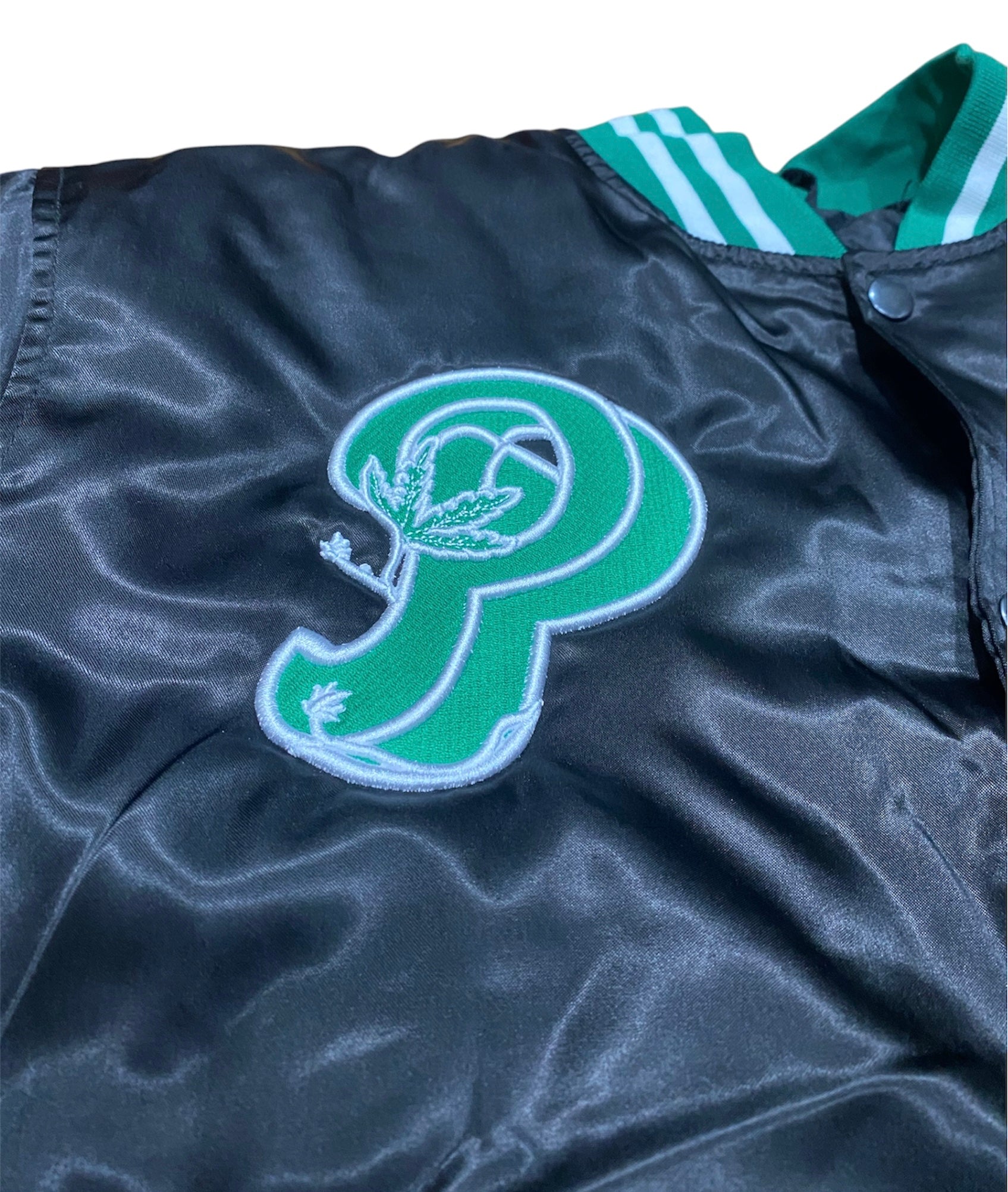 Plantique Varsity Bomber puff embroidery logo